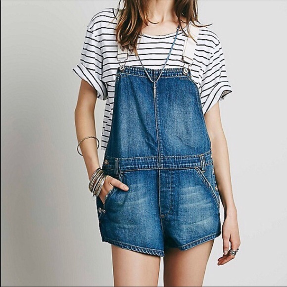 SOLD Free People Denim Overall Shorts - Picture 2 of 6